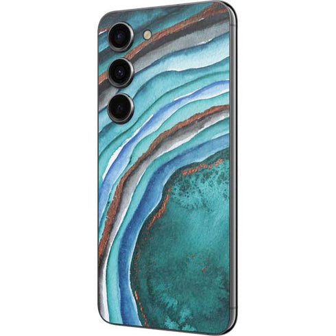 Turquoise Watercolor Geode Galaxy S23 Skin