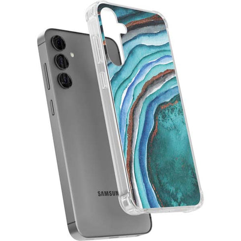 Turquoise Watercolor Geode Galaxy S24 Plus Clear Case