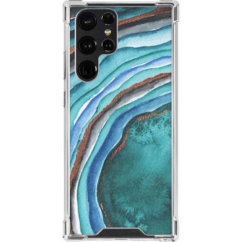 Turquoise Watercolor Geode Galaxy S24 Ultra Clear Case