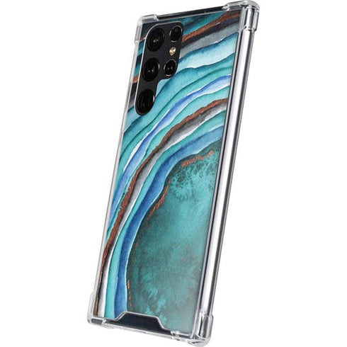 Turquoise Watercolor Geode Galaxy S24 Ultra Clear Case