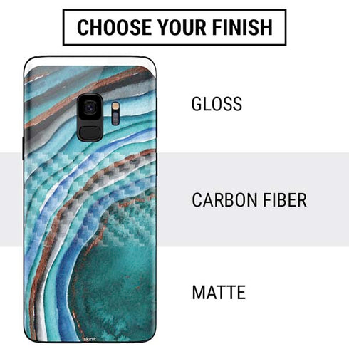 Turquoise Watercolor Geode Galaxy S9 Skin