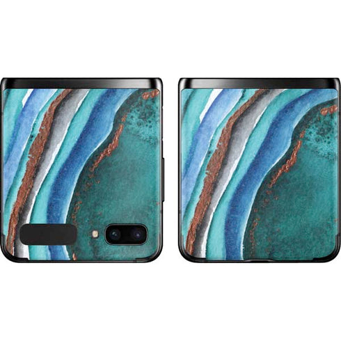 Turquoise Watercolor Geode Galaxy Z Flip Skin
