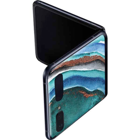 Turquoise Watercolor Geode Galaxy Z Flip Skin