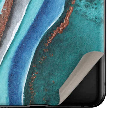 Turquoise Watercolor Geode Galaxy Z Flip Skin