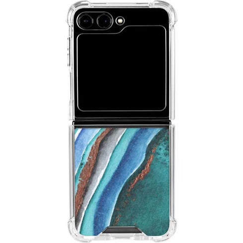 Turquoise Watercolor Geode Galaxy Z Flip5 5G Clear Case