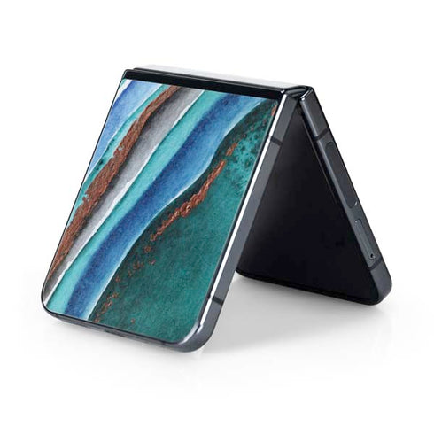 Turquoise Watercolor Geode Galaxy Z Flip5 5G Skin