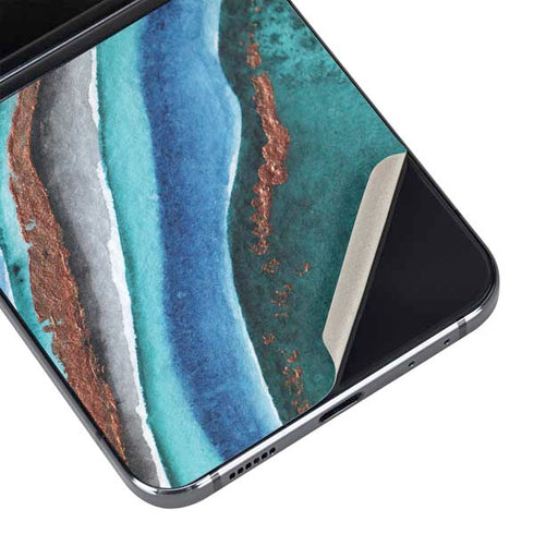 Turquoise Watercolor Geode Galaxy Z Flip5 5G Skin