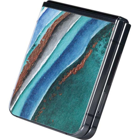 Turquoise Watercolor Geode Galaxy Z Flip5 5G Skin