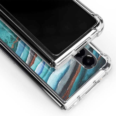 Turquoise Watercolor Geode Galaxy Z Fold4 5G Clear Case