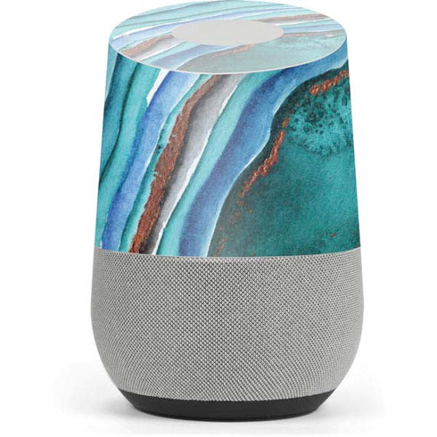 Turquoise Watercolor Geode Google Home Skin