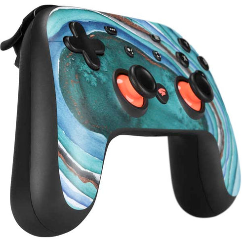 Turquoise Watercolor Geode Google Stadia Controller Skin