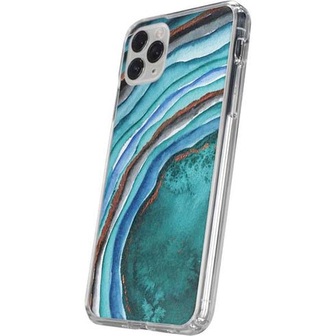 Turquoise Watercolor Geode iPhone 11 Pro Clear Case