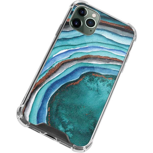 Turquoise Watercolor Geode iPhone 11 Pro Max Clear Case