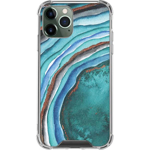 Turquoise Watercolor Geode iPhone 11 Pro Max Clear Case