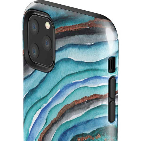 Turquoise Watercolor Geode iPhone 11 Pro Max Impact Case