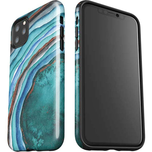 Turquoise Watercolor Geode iPhone 11 Pro Max Impact Case