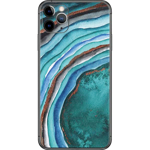 Turquoise Watercolor Geode iPhone 11 Pro Max Skin