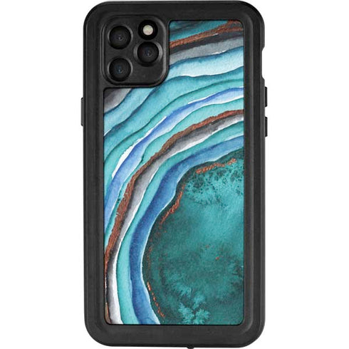 Turquoise Watercolor Geode iPhone 11 Pro Max Waterproof Case