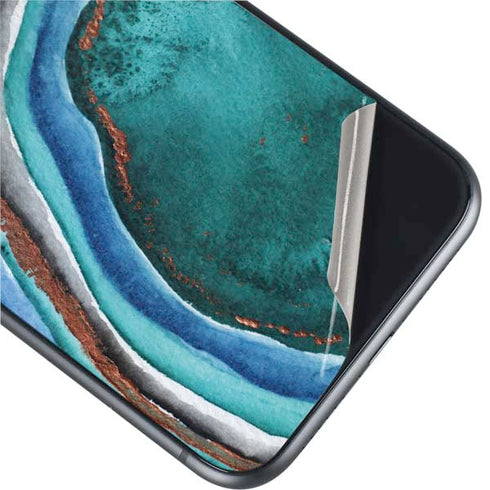 Turquoise Watercolor Geode iPhone 11 Skin