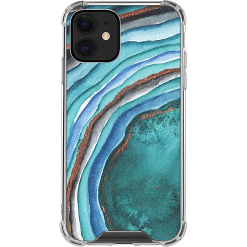 Turquoise Watercolor Geode iPhone 12 Clear Case