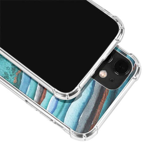Turquoise Watercolor Geode iPhone 12 Clear Case