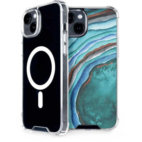 Turquoise Watercolor Geode iPhone 13 MagSafe Case