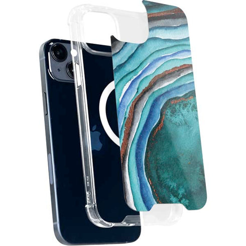 Turquoise Watercolor Geode iPhone 13 MagSafe Case