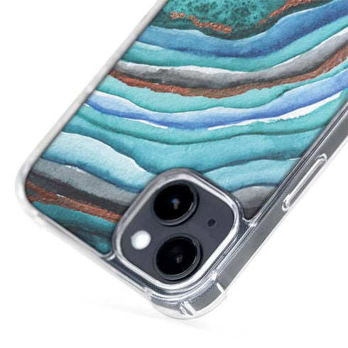 Turquoise Watercolor Geode iPhone 13 MagSafe Case