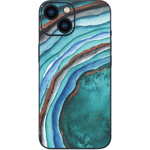 Turquoise Watercolor Geode iPhone 13 Mini Skin