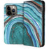 Turquoise Watercolor Geode iPhone 13 Pro Folio Case