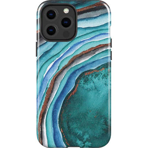 Turquoise Watercolor Geode iPhone 13 Pro Max Impact Case