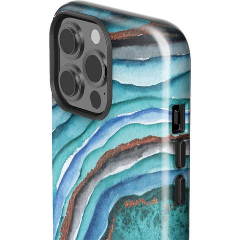 Turquoise Watercolor Geode iPhone 13 Pro Max Impact Case