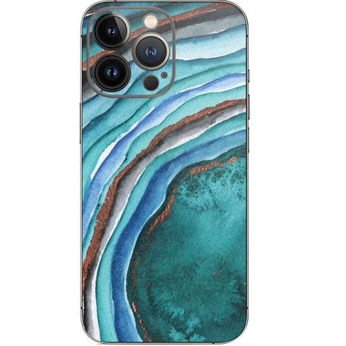 Turquoise Watercolor Geode iPhone 13 Pro Skin
