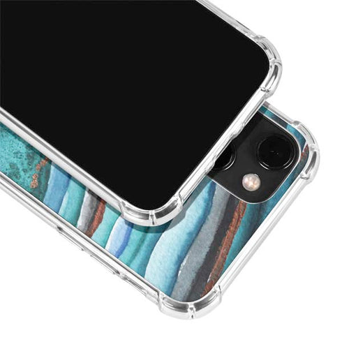 Turquoise Watercolor Geode iPhone 14 Clear Case