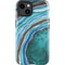 Turquoise Watercolor Geode iPhone 15 Plus Impact Case