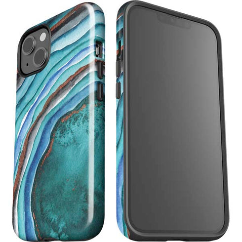 Turquoise Watercolor Geode iPhone 14 Impact Case