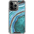 Turquoise Watercolor Geode iPhone 15 Pro Clear Case
