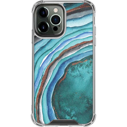 Turquoise Watercolor Geode iPhone 15 Pro Max Clear Case