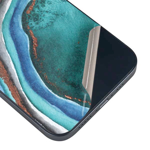 Turquoise Watercolor Geode iPhone 14 Skin