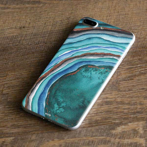 Turquoise Watercolor Geode iPhone 8 Plus Skin