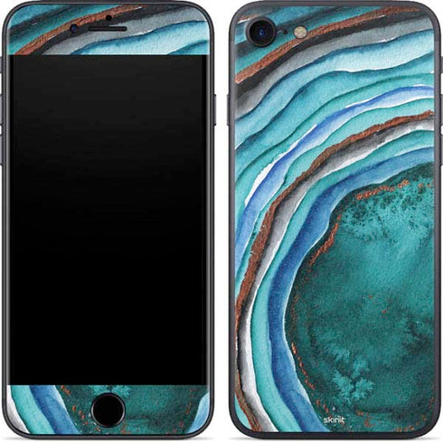Turquoise Watercolor Geode iPhone 8 Skin