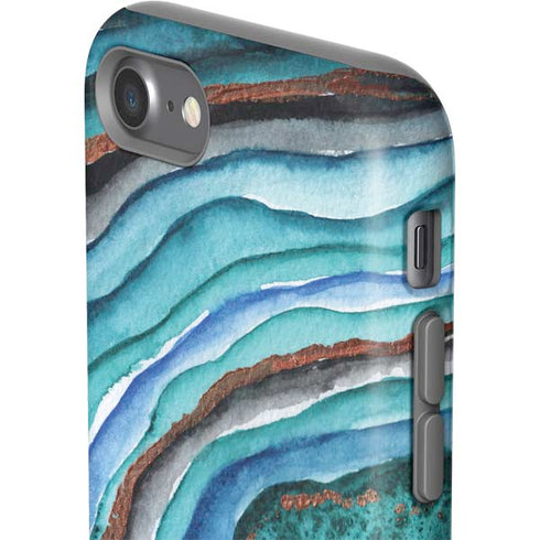 Turquoise Watercolor Geode iPhone SE (2nd & 3rd Gen) Pro Case