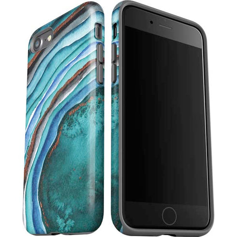 Turquoise Watercolor Geode iPhone SE (2nd & 3rd Gen) Pro Case