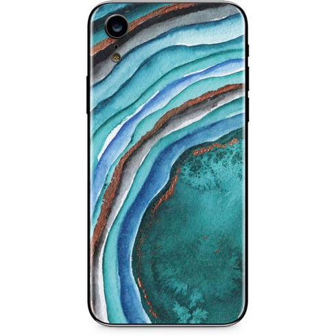 Turquoise Watercolor Geode iPhone XR Skin