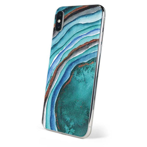 Turquoise Watercolor Geode iPhone XS Max Skin