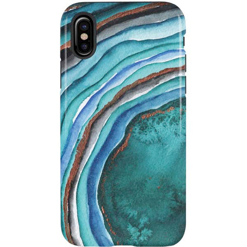 Turquoise Watercolor Geode iPhone XS Pro Case