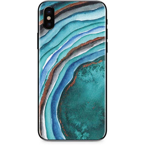 Turquoise Watercolor Geode iPhone XS Skin