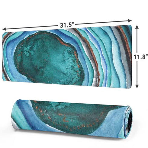 Turquoise Watercolor Geode Gaming Mouse Pad