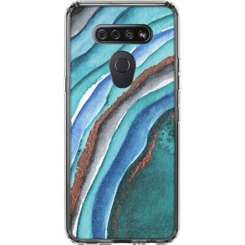 Turquoise Watercolor Geode LG K51/Q51 Clear Case