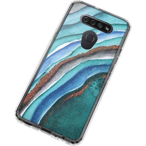 Turquoise Watercolor Geode LG K51/Q51 Clear Case